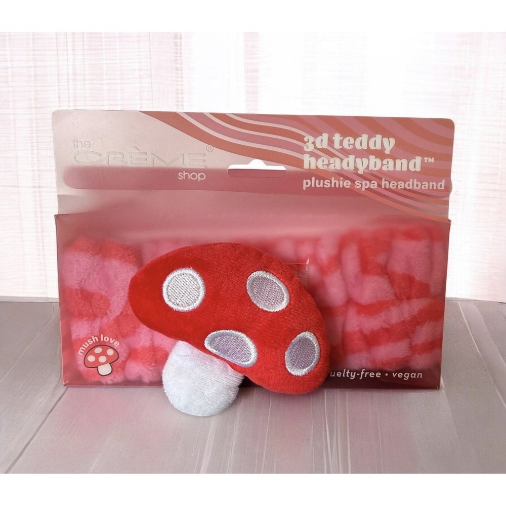 The Creme Shop 3D Teddy Headband Plush Spa Headband Mushroom NEW